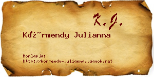 Körmendy Julianna névjegykártya